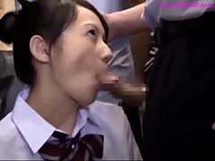 Schoolgirl Giving Blowjob On Her Knees Fucked..