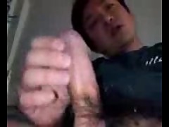 Japanese twink wanking his cock
